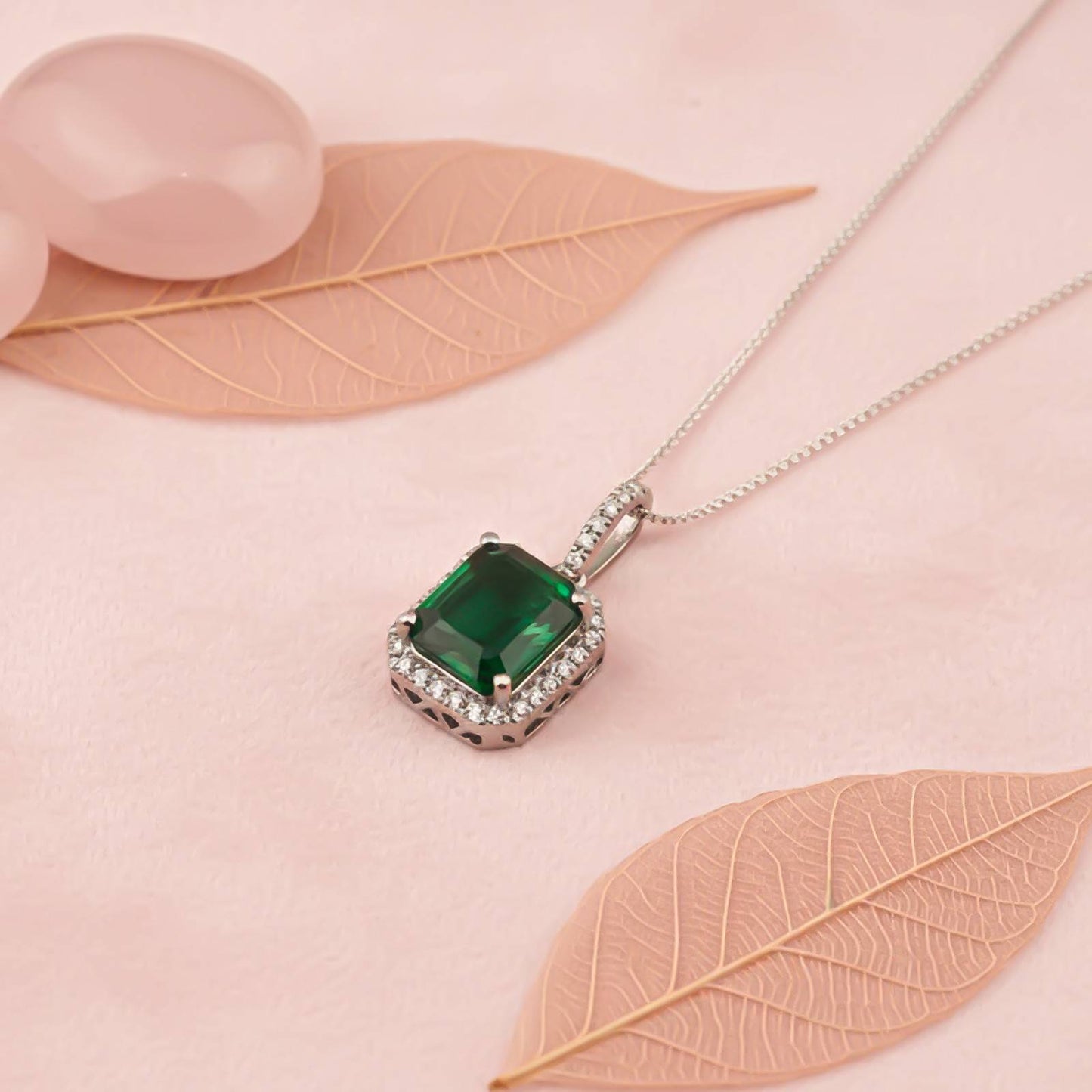 Silver Green Emerald Luxury Pendant