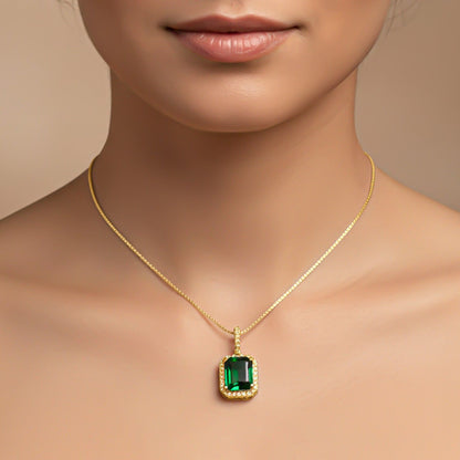 Silver Green Emerald Luxury Pendant