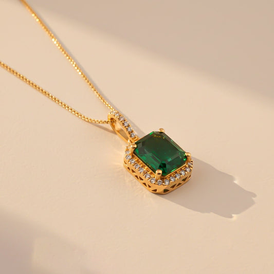 Silver Green Emerald Luxury Pendant