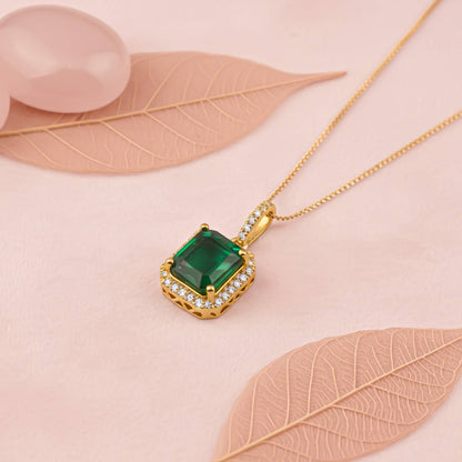 Silver Green Emerald Luxury Pendant