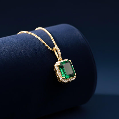 Silver Green Emerald Luxury Pendant