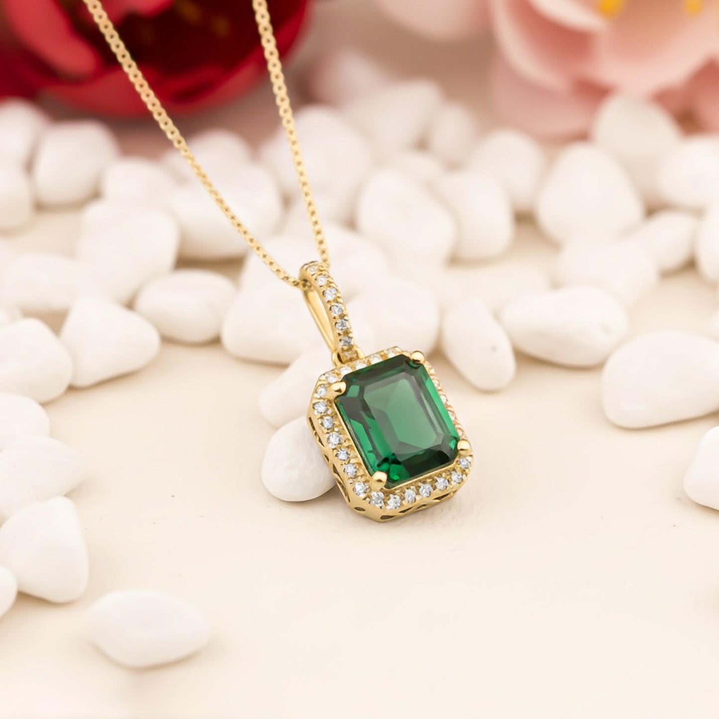 Silver Green Emerald Luxury Pendant