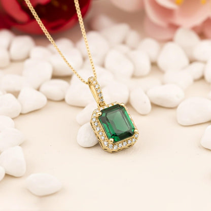Silver Green Emerald Luxury Pendant