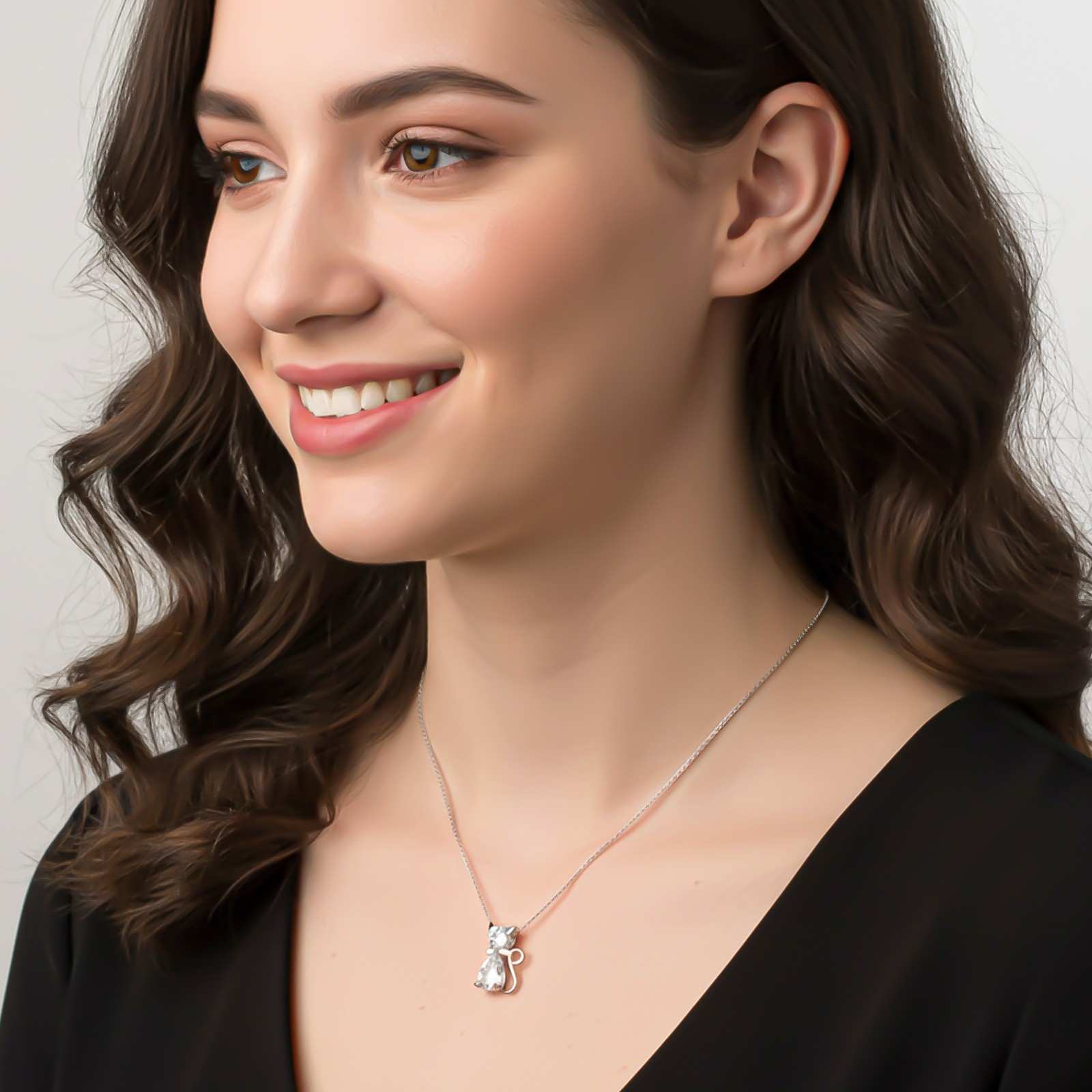Silver CZ Teardrop Bow Pendant