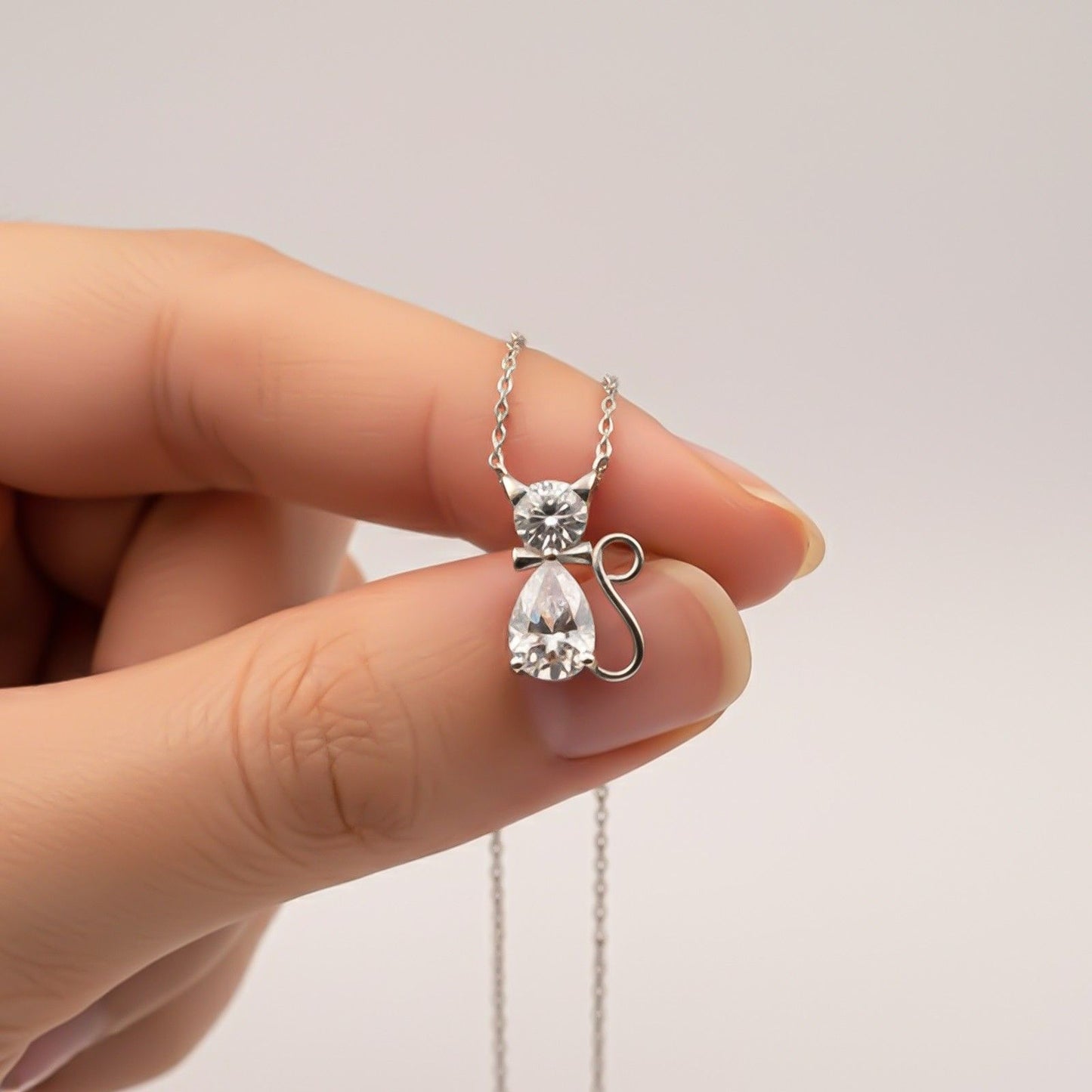 Silver CZ Teardrop Bow Pendant