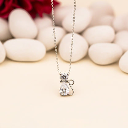 Silver CZ Teardrop Bow Pendant