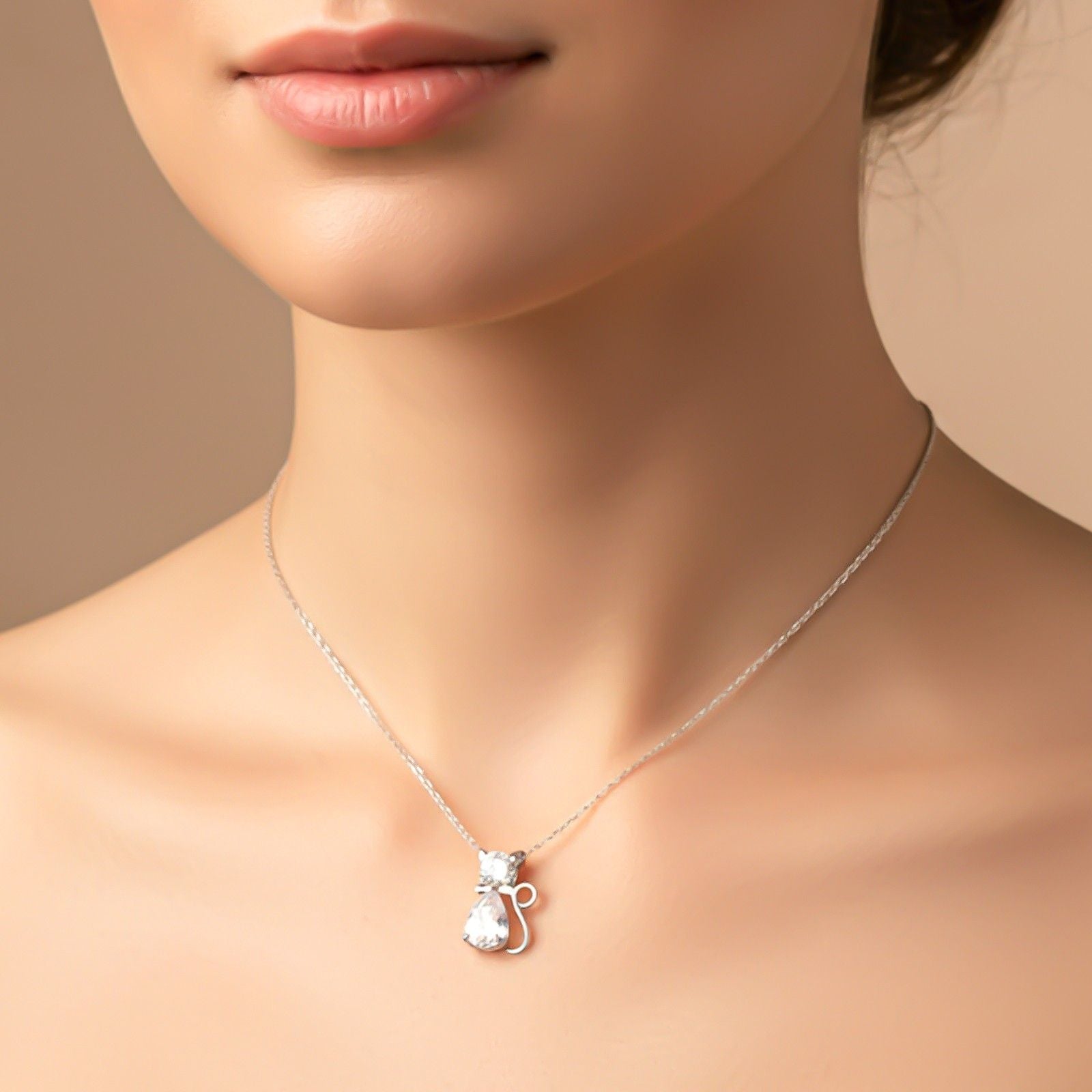 Silver CZ Teardrop Bow Pendant