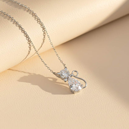 Silver CZ Teardrop Bow Pendant