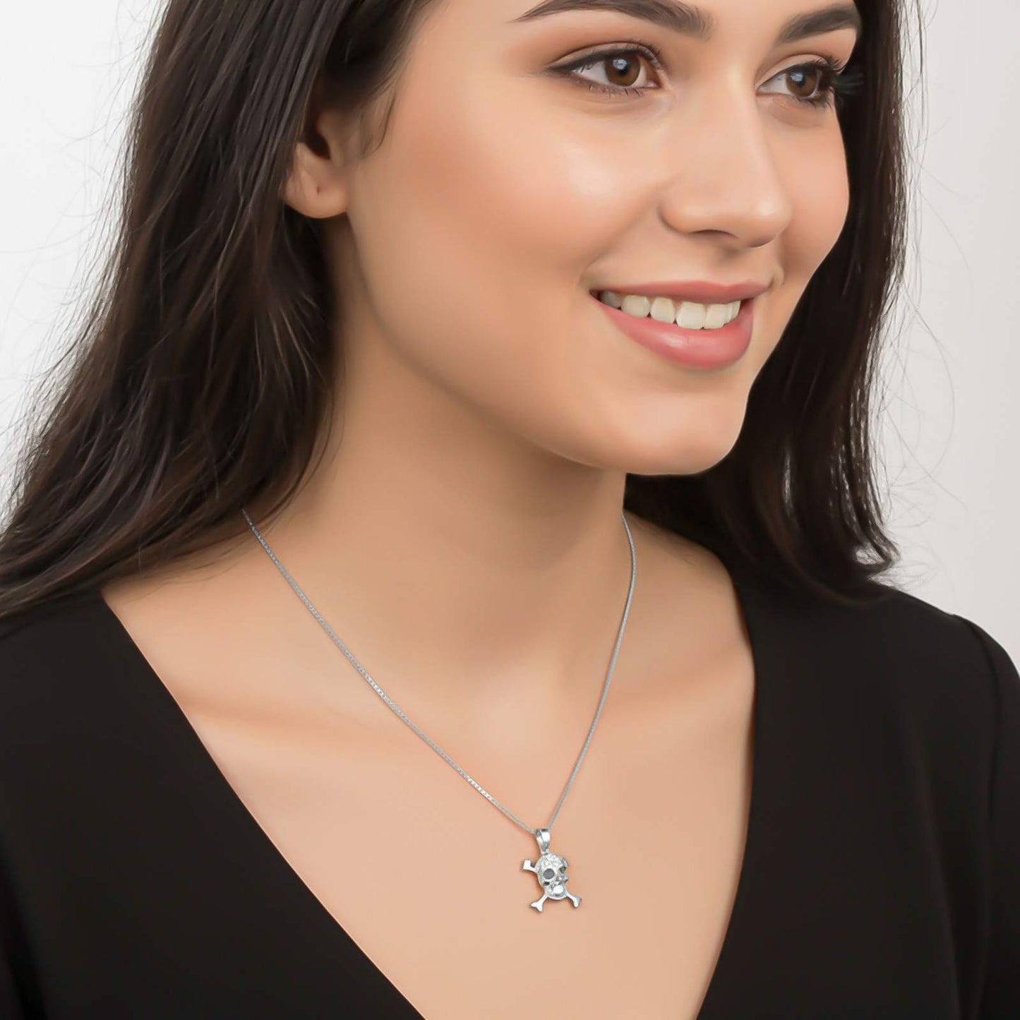 Silver Skull Crossbones Statement Pendant