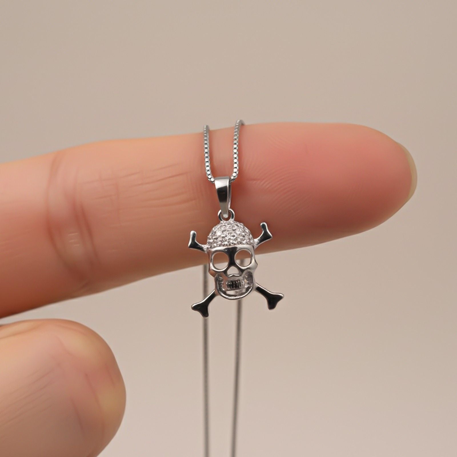 Silver Skull Crossbones Statement Pendant
