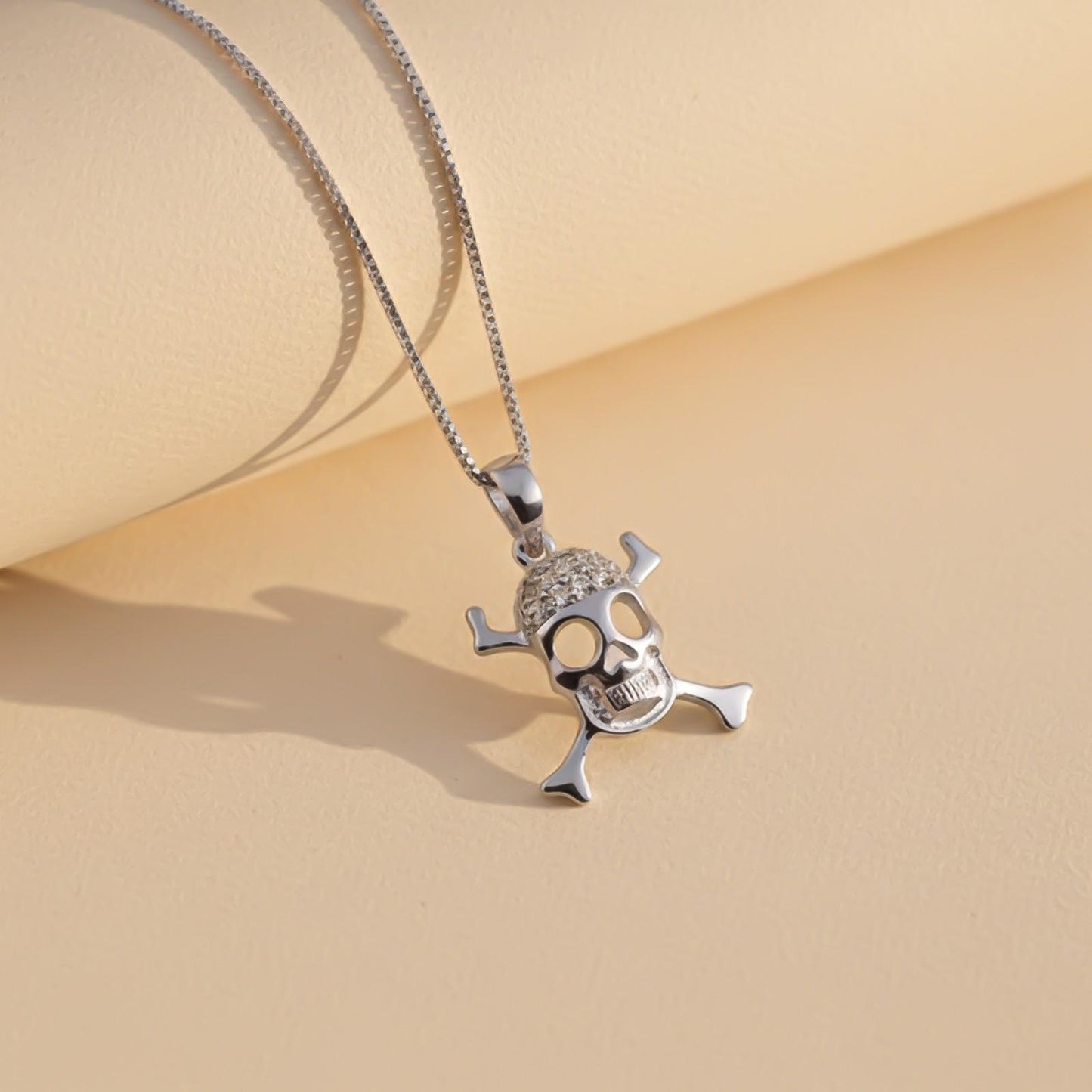 Silver Skull Crossbones Statement Pendant