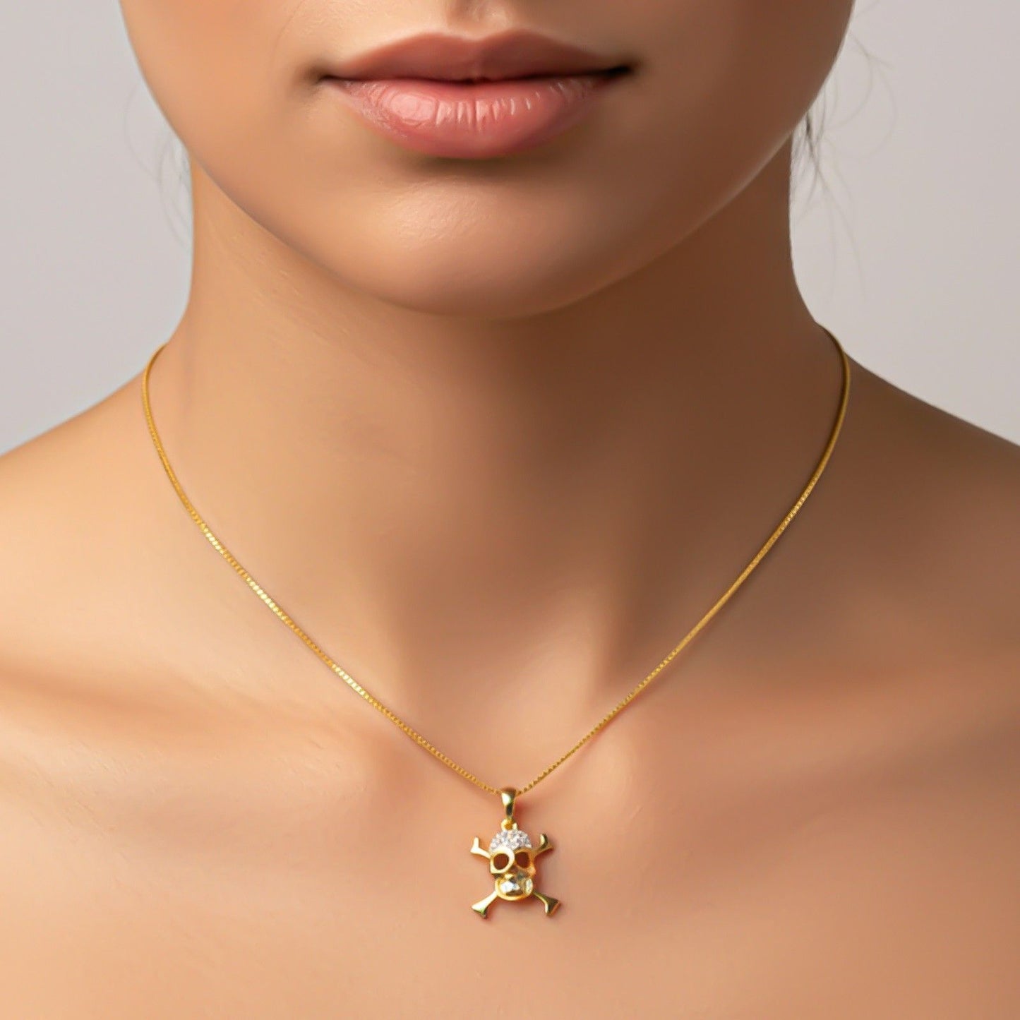 Silver Skull Crossbones Statement Pendant