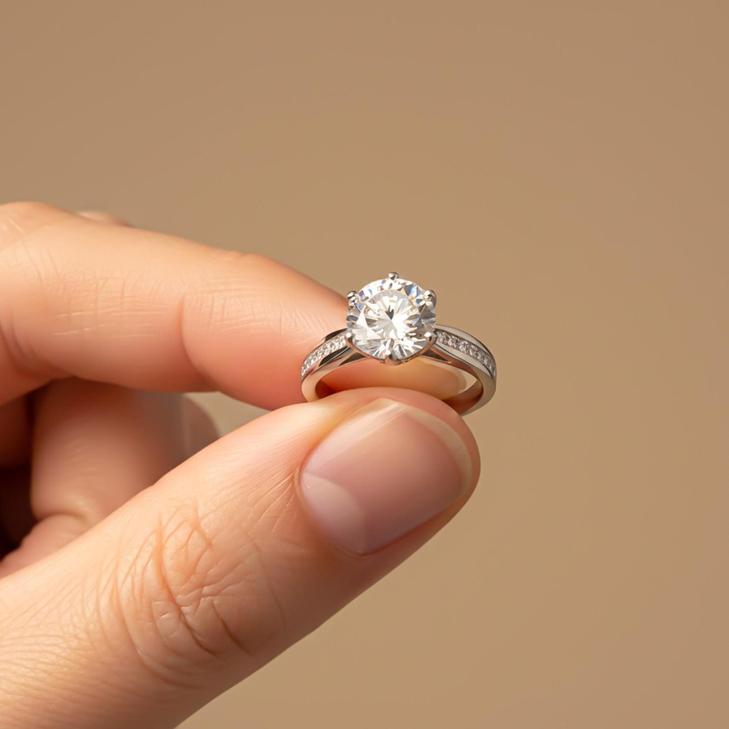 Silver Solitaire Diamond Ring