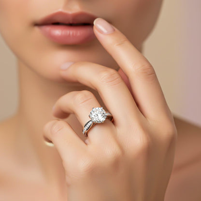 Silver Solitaire Diamond Ring