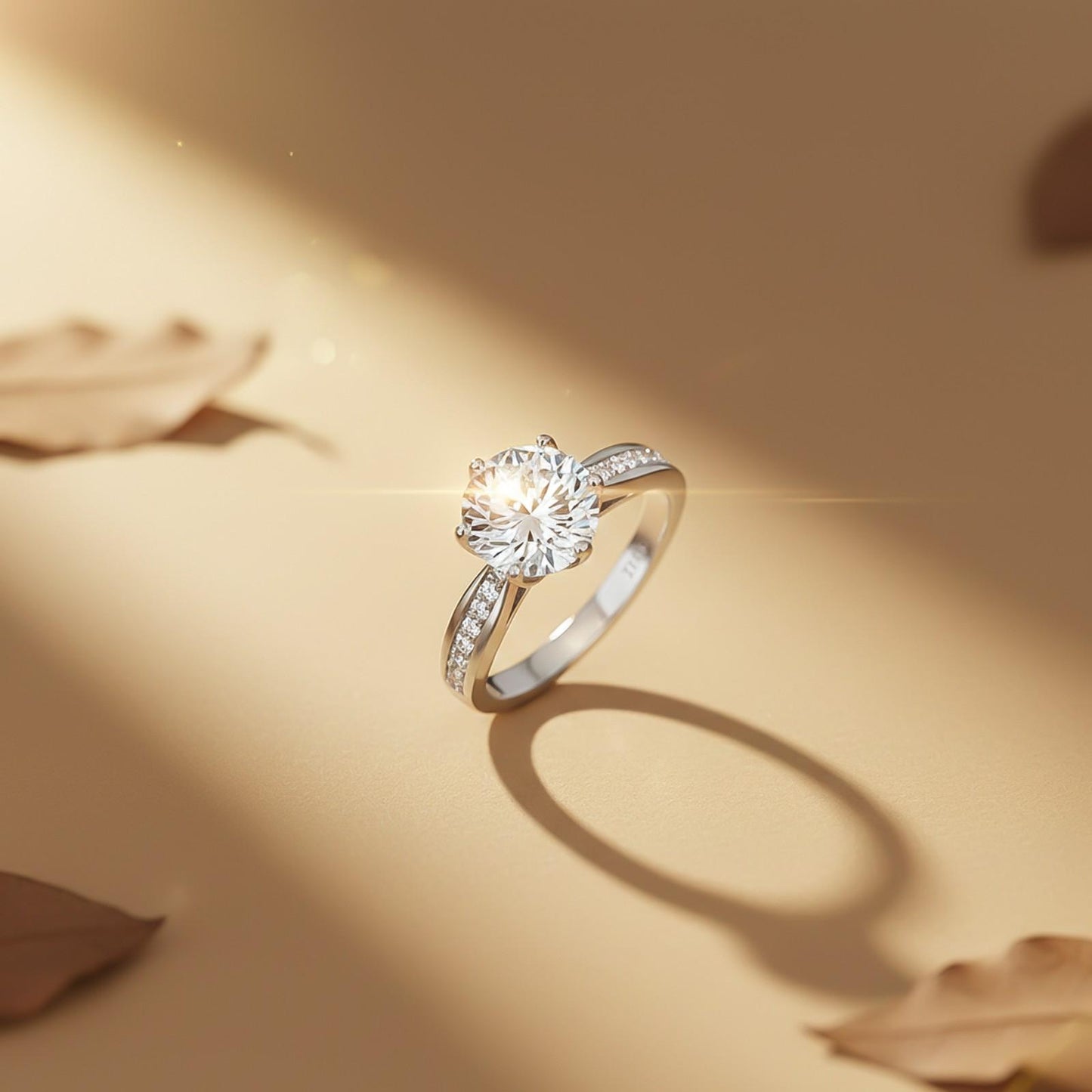 Silver Solitaire Diamond Ring