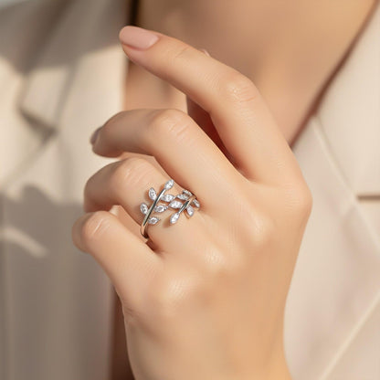 Silver Leaf Design Fancy Women’s Ring