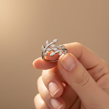 Silver Leaf Design Fancy Women’s Ring