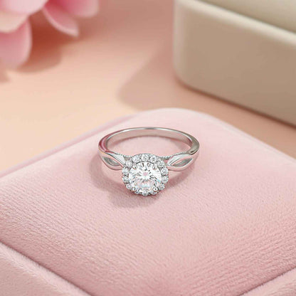 Silver Halo Diamond Studded Ring