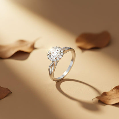 Silver Halo Diamond Studded Ring