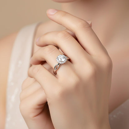 Silver Halo Diamond Studded Ring