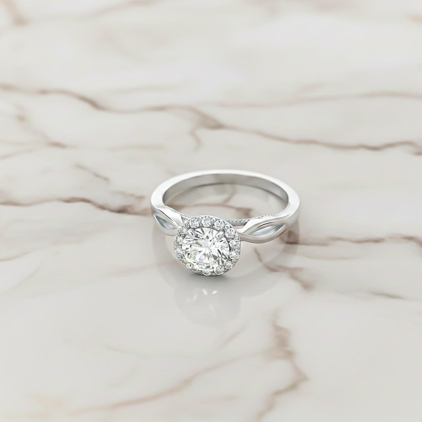 Silver Halo Diamond Studded Ring