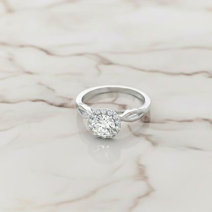 Silver Halo Diamond Studded Ring