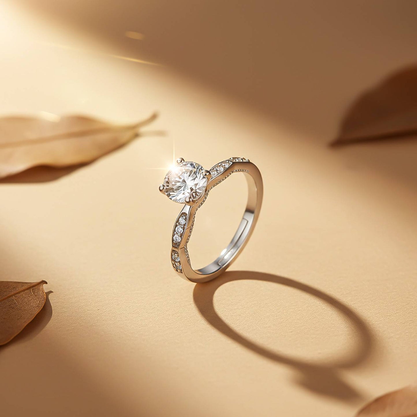 Silver Solitaire Swiss Zircon Thin Band Ring