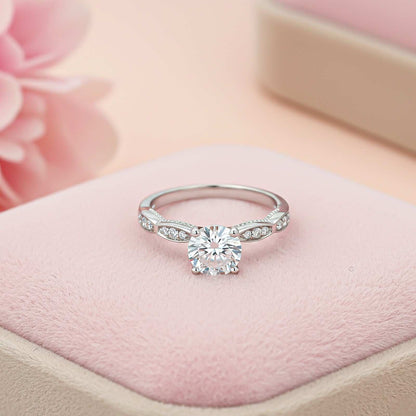 Silver Solitaire Swiss Zircon Thin Band Ring