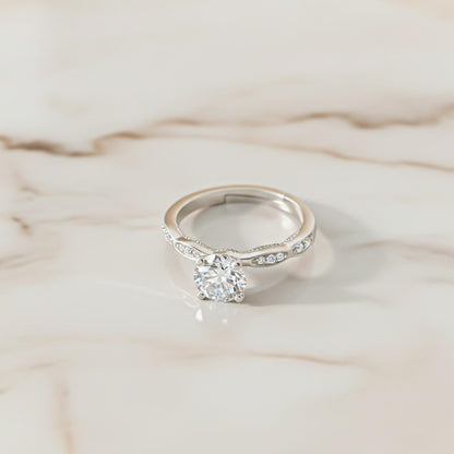 Silver Solitaire Swiss Zircon Thin Band Ring