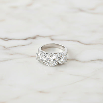 Silver Three Stone Zircon Ring