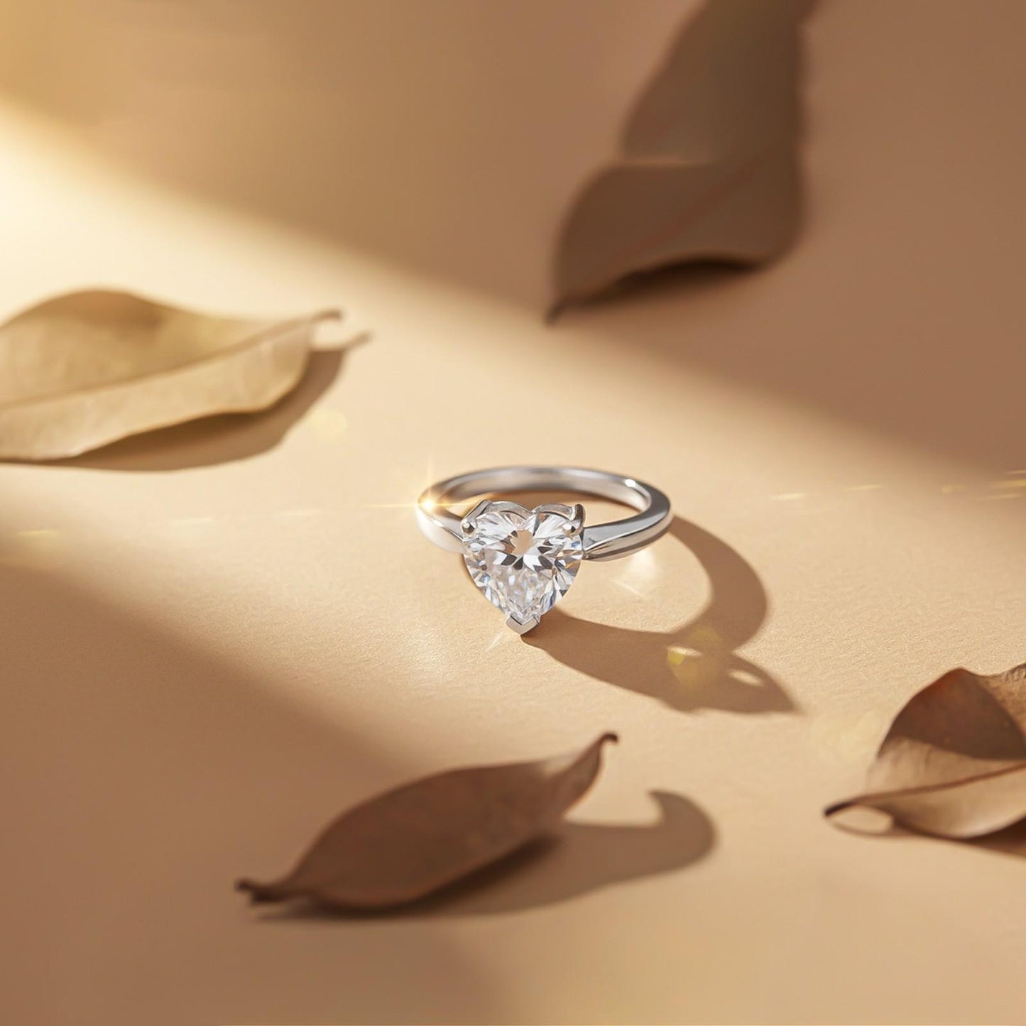 Silver Heart Solitaire Zircon Ring