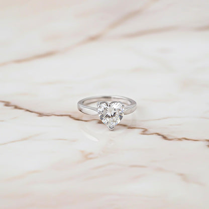 Silver Heart Solitaire Zircon Ring
