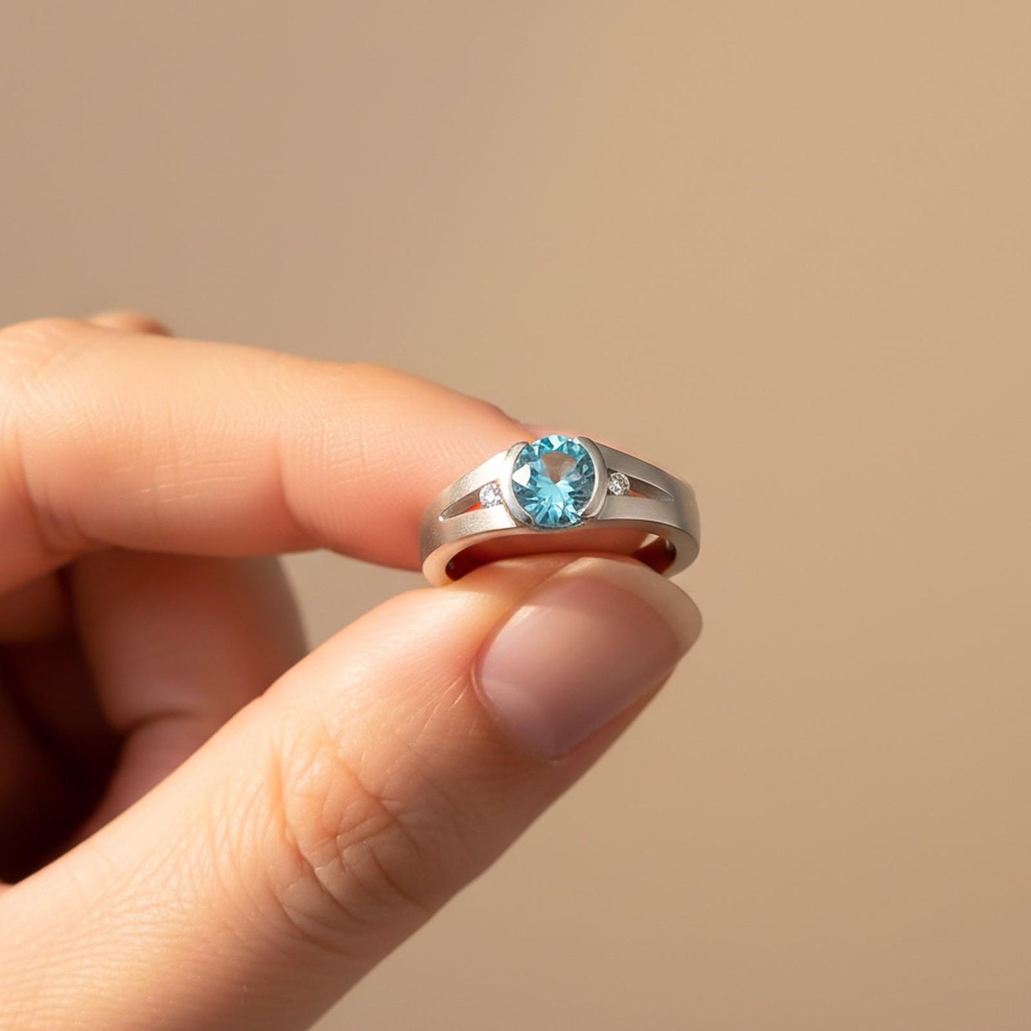 Silver Solitaire Topaz Ring