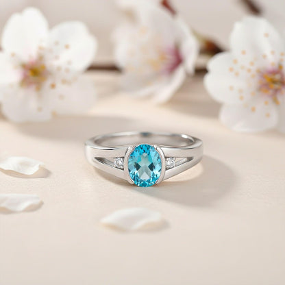 Silver Solitaire Topaz Ring