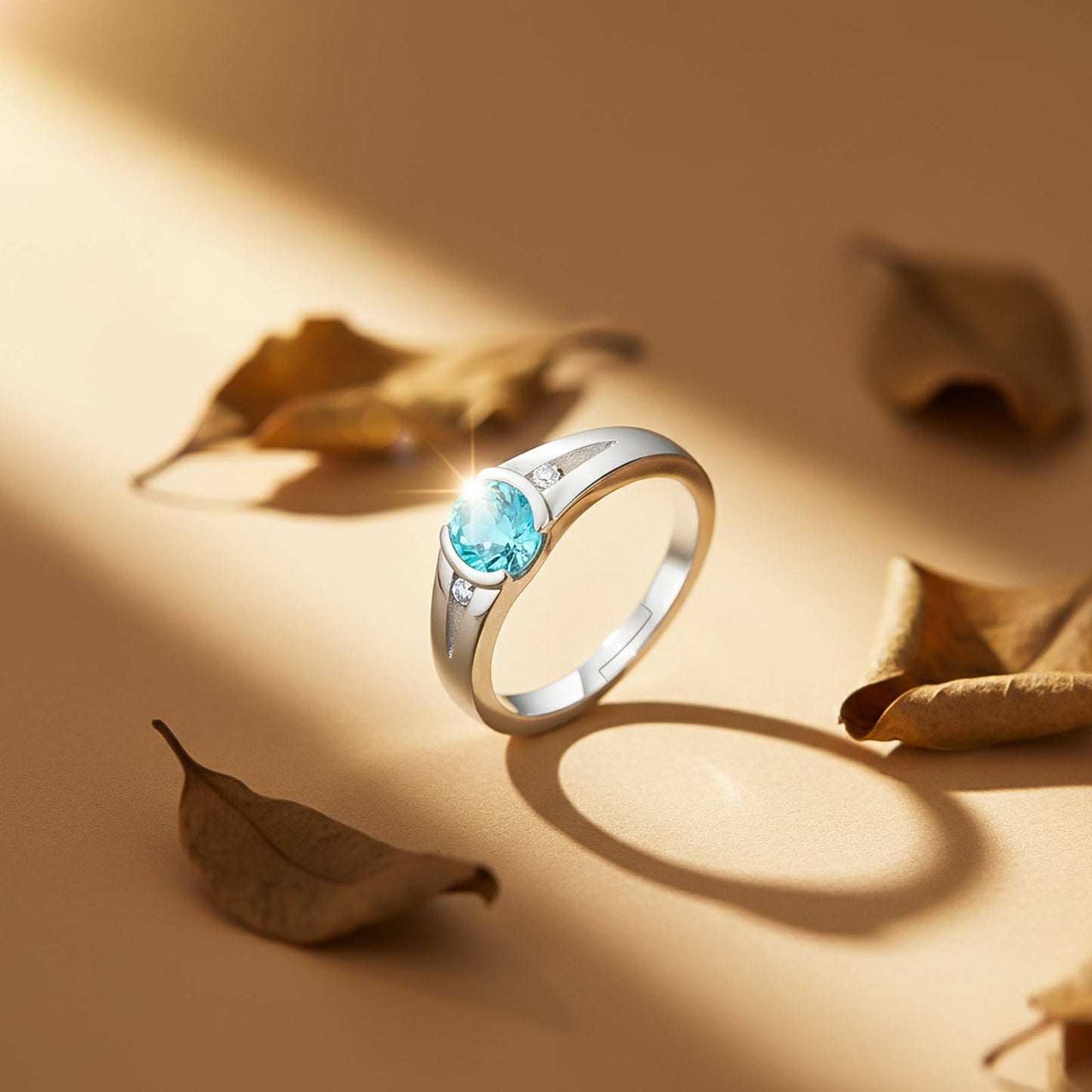 Silver Solitaire Topaz Ring