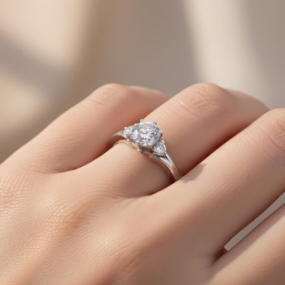 Silver Three Stone Diamond Ring