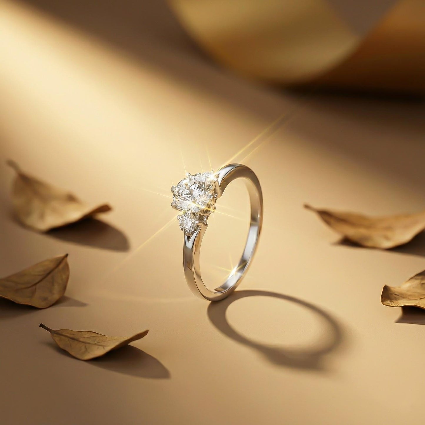 Silver Three Stone Diamond Ring