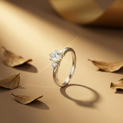 Silver Three Stone Diamond Ring