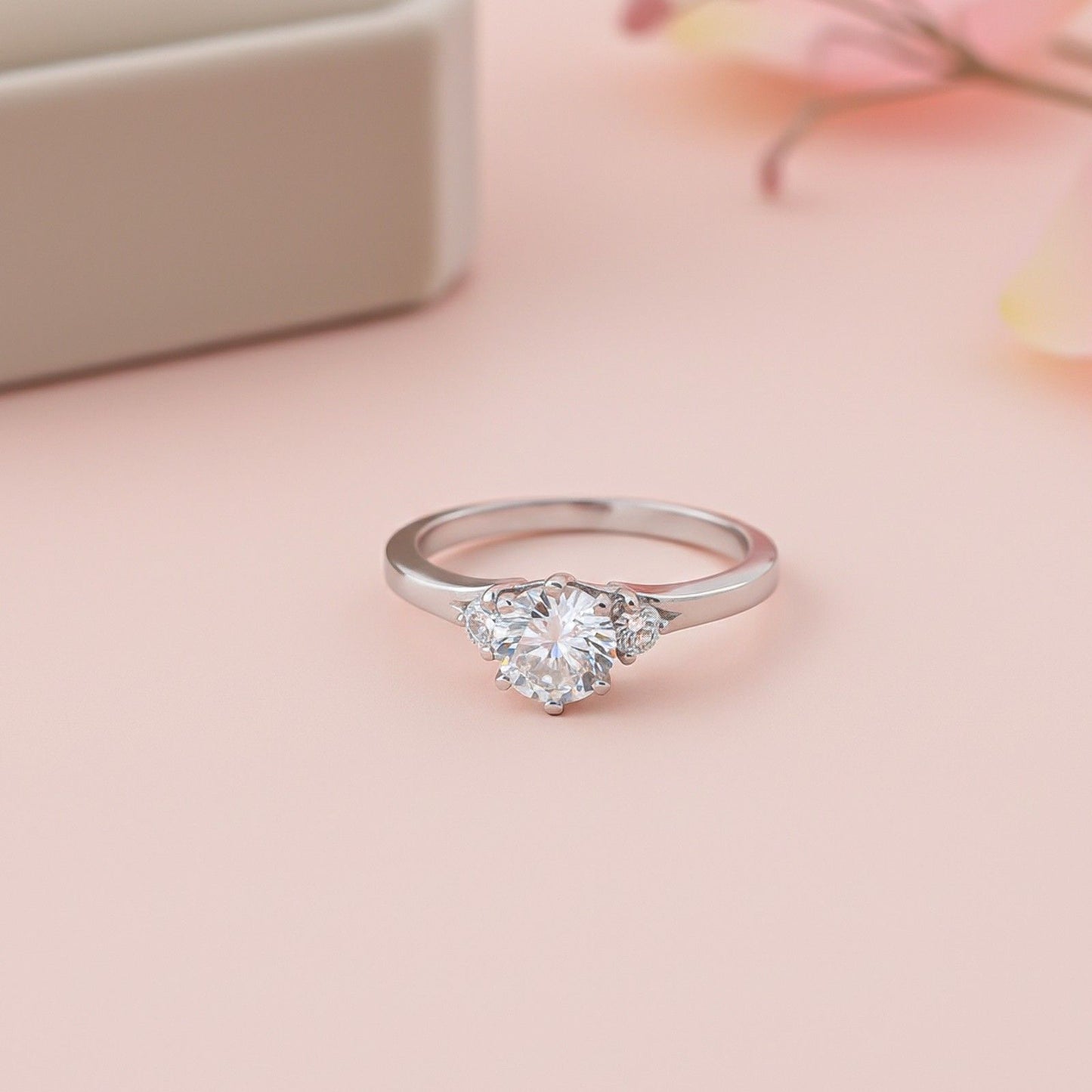 Silver Three Stone Diamond Ring