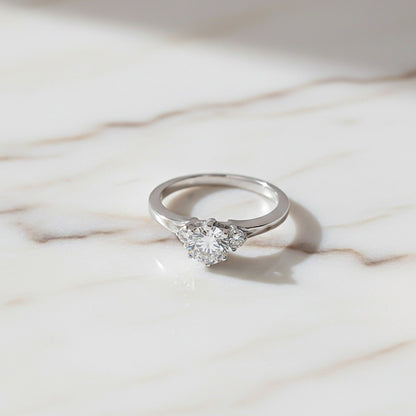 Silver Three Stone Diamond Ring