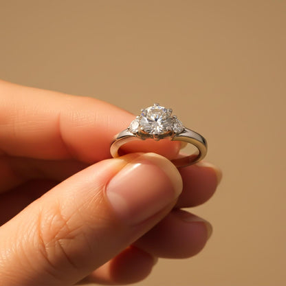 Silver Three Stone Diamond Ring