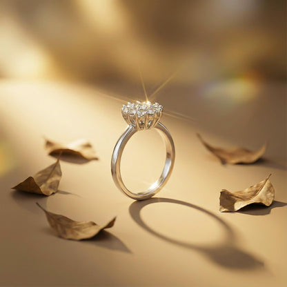 Silver Cluster Zircon Ring