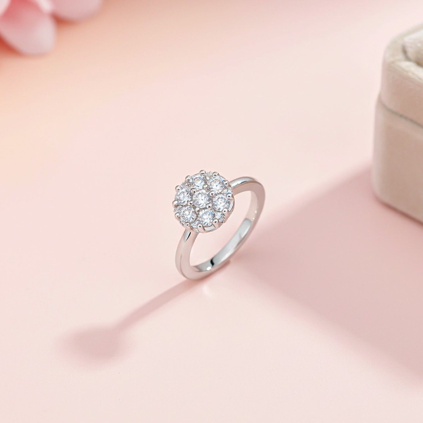 Silver Cluster Zircon Ring