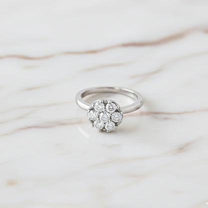 Silver Cluster Zircon Ring