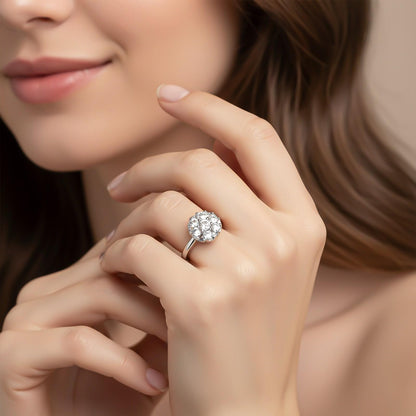 Silver Cluster Zircon Ring