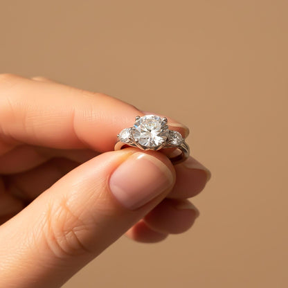 Silver Three Stone Ring For Girls