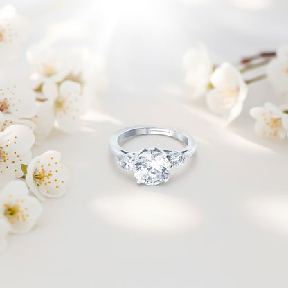 Silver Three Stone Ring For Girls