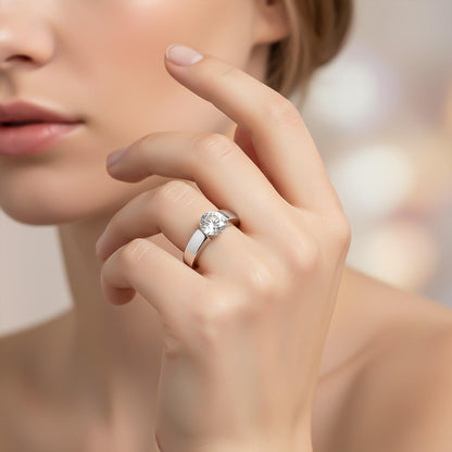 Silver Adjustable Swiss Zircon Ring