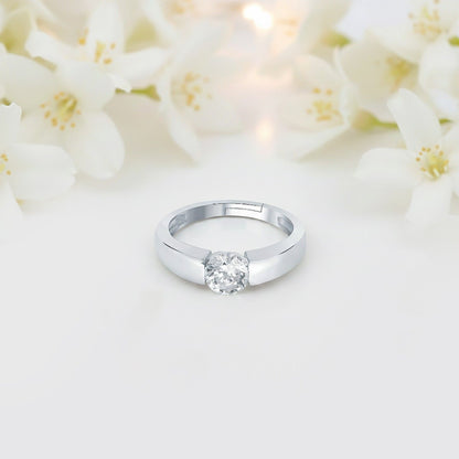 Silver Adjustable Swiss Zircon Ring