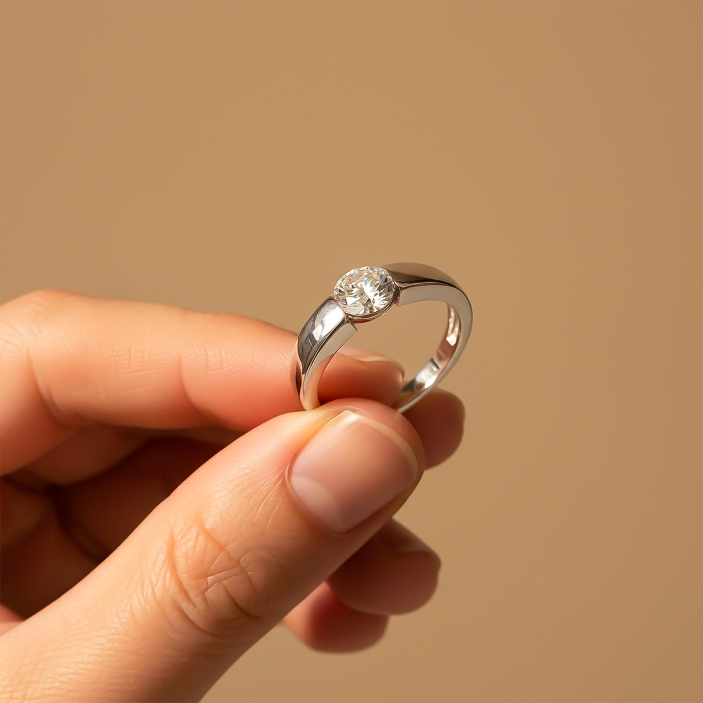 Silver Adjustable Swiss Zircon Ring